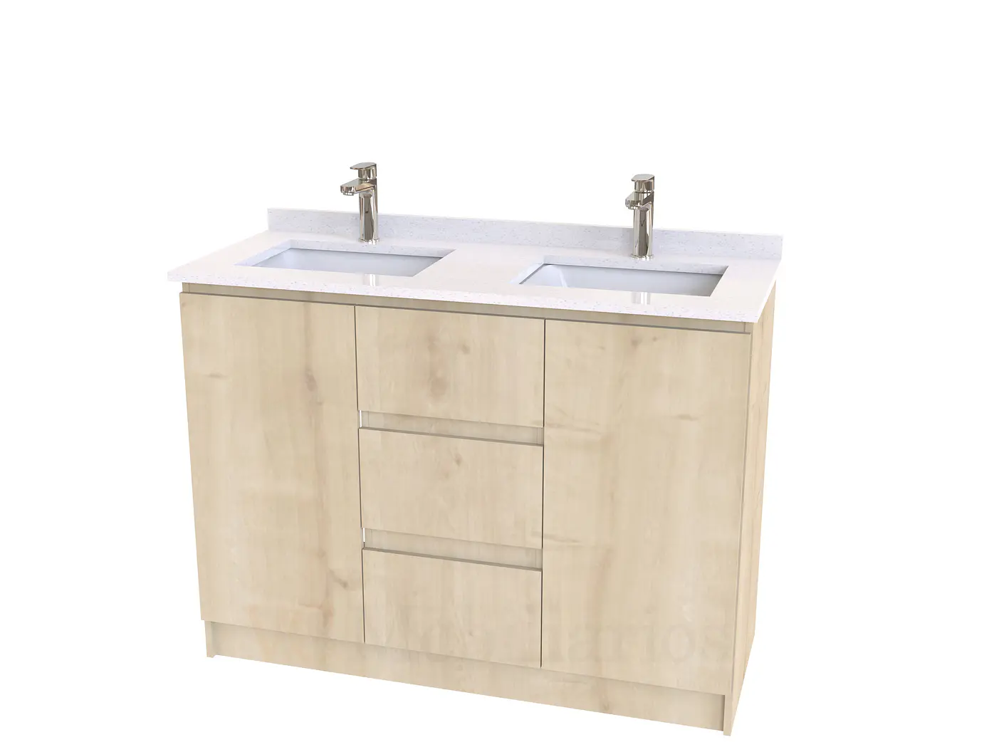 Mueble vanitorio Doble al piso con cubierta de cuarzo  de 120 cm /  M2-1234 -D / Rustico 1