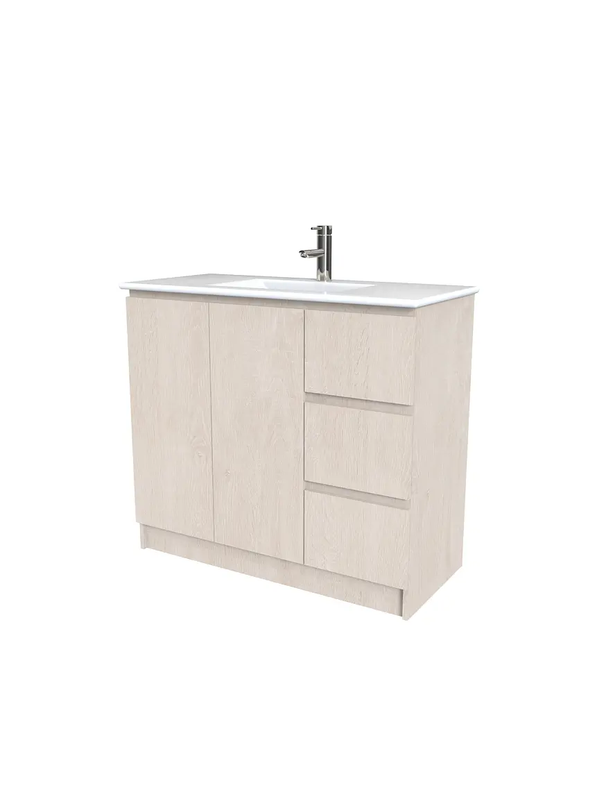 Mueble vanitorio al piso  de 100  cm con cubierta de loza M2-001  / Provenzal 1