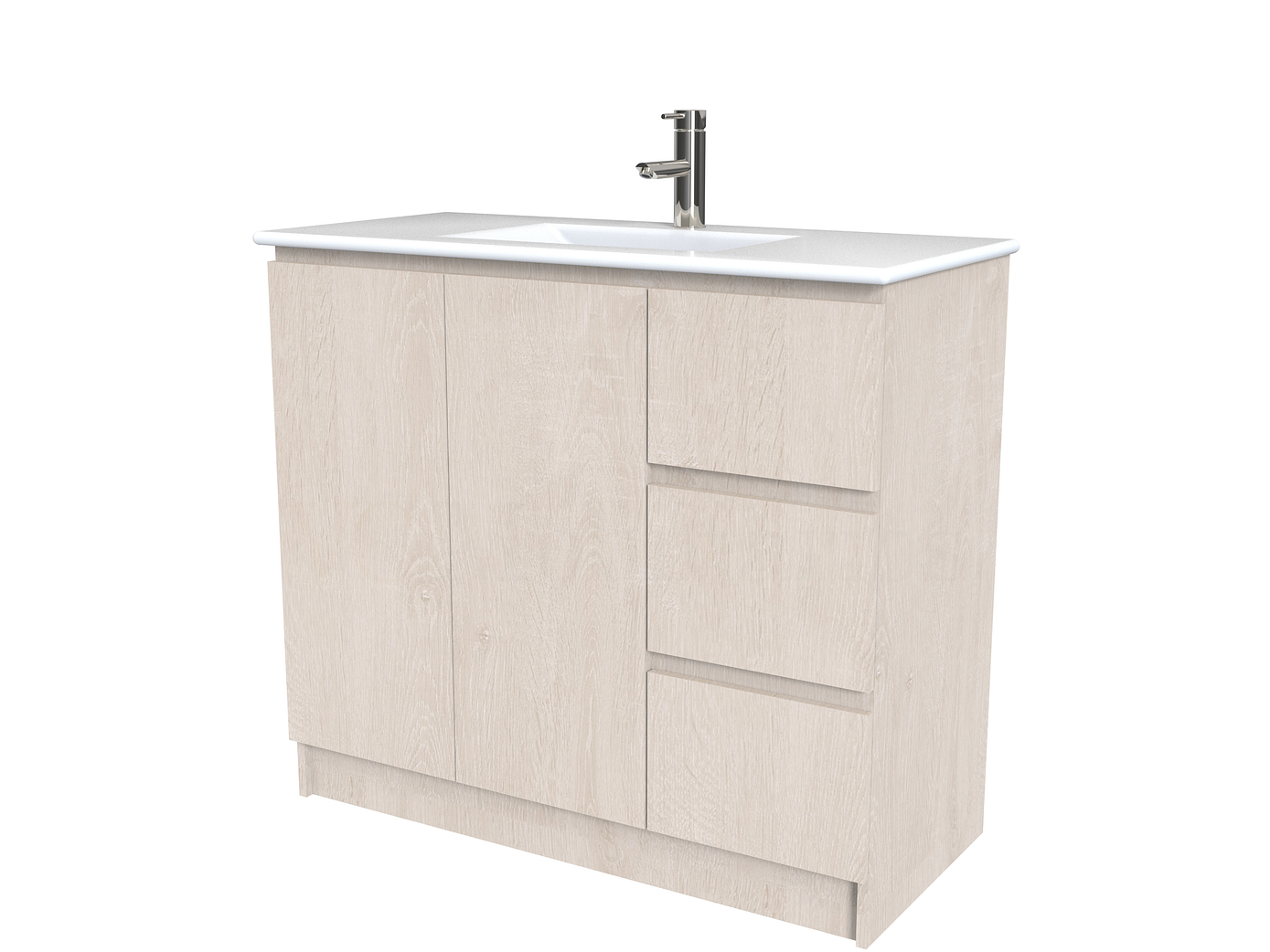 Mueble vanitorio al piso  de 100  cm con cubierta de loza M2-001  / Provenzal 1