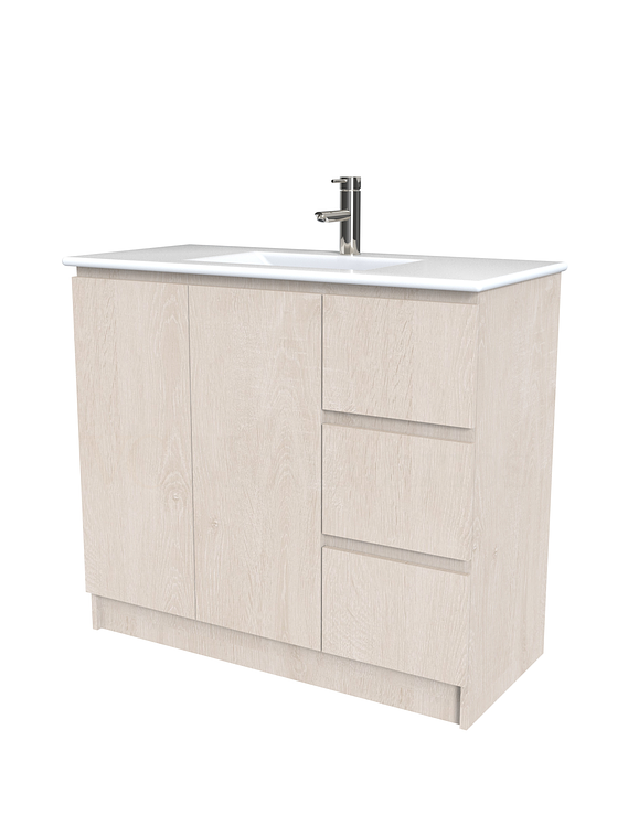 Mueble vanitorio al piso  de 100  cm con cubierta de loza M2-001  / Provenzal 1
