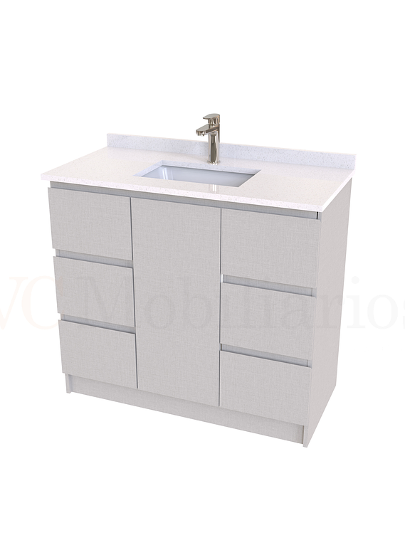 Mueble vanitorio al piso de 90 cm con cubierta de cuarzo M6-938 / Giorno 1