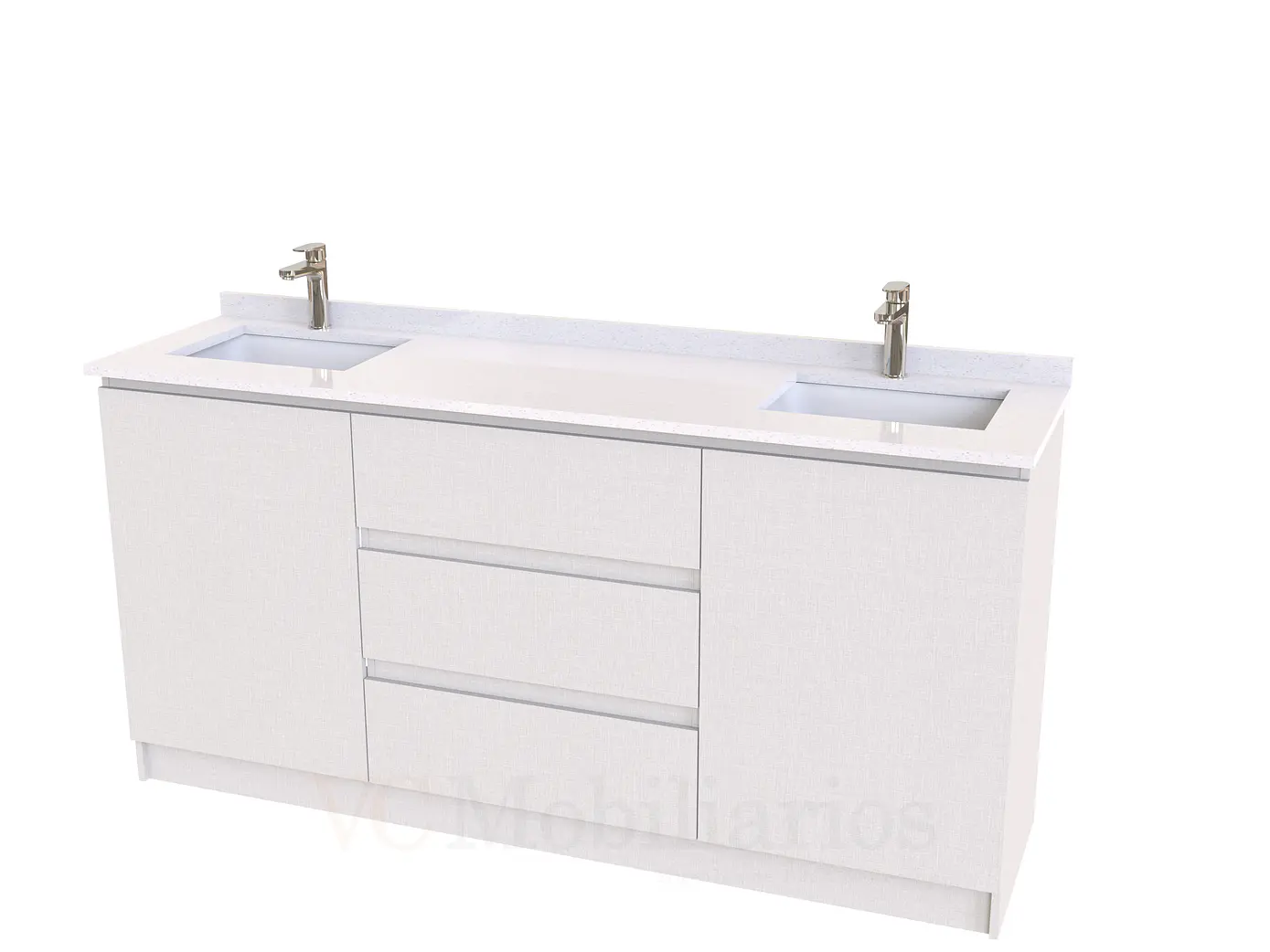 Mueble vanitorio Doble al piso con cubierta de cuarzo  de 170 cm /  M2-1734 -D / Giorno 1