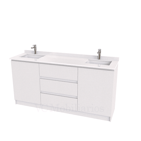 Mueble vanitorio Doble al piso con cubierta de cuarzo  de 170 cm /  M2-1734 -D / Giorno