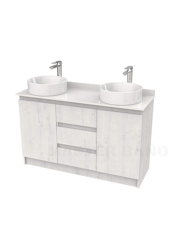 Mueble vanitorio al piso doble para lavamanos de sobreponer de 130cm /  M2-1338-DP / Alaska 1