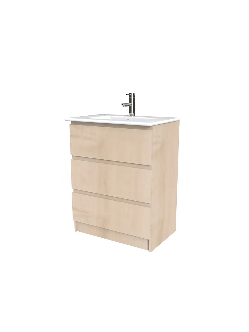 Mueble vanitorio al piso  de 60  cm con cubierta de loza M3-601  / Rustico 1