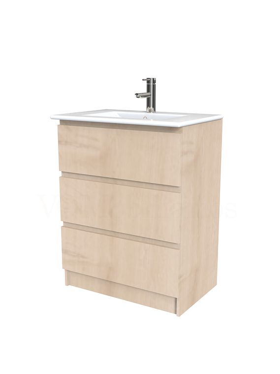 Mueble vanitorio al piso  de 60  cm con cubierta de loza M3-601  / Rustico 1