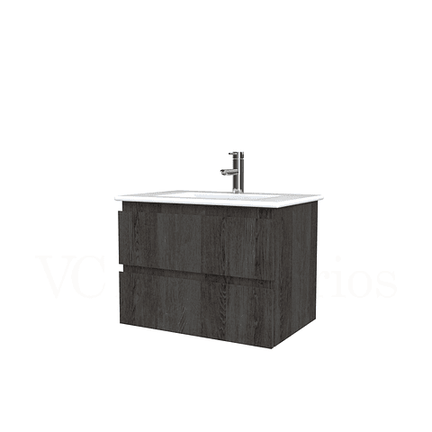 Mueble vanitorio aereo con cubierta de loza de 60 cm  /  M3-601-A / Espresso