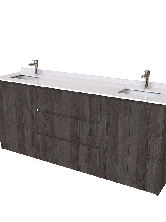 Mueble vanitorio Doble al piso con cubierta de cuarzo  de 200 cm /  M2-2034 -D / Espresso 1