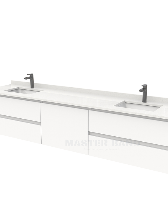 Mueble vanitorio Doble Aéreo  de 220 cm /  M2-2238 -DA / Blanco 1