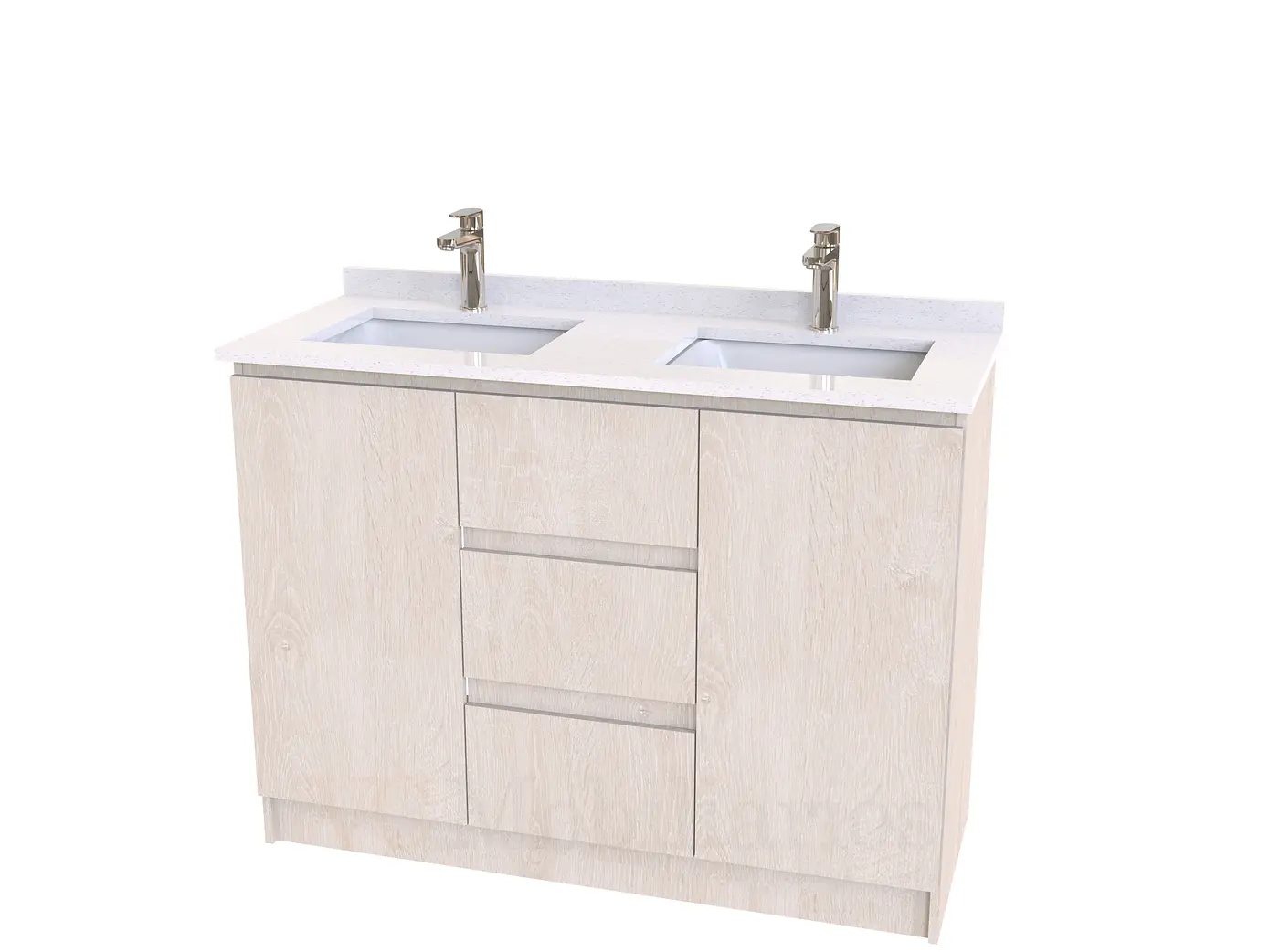 Mueble vanitorio Doble al piso con cubierta de cuarzo  de 120 cm /  M2-1234 -D / Provenzal 1