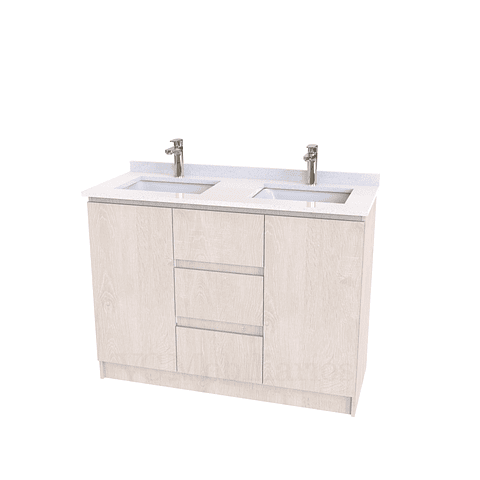 Mueble vanitorio Doble al piso con cubierta de cuarzo  de 120 cm /  M2-1234 -D / Provenzal
