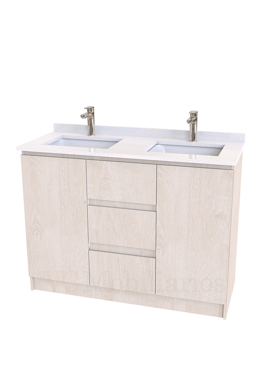 Mueble vanitorio Doble al piso con cubierta de cuarzo  de 120 cm /  M2-1234 -D / Provenzal 1