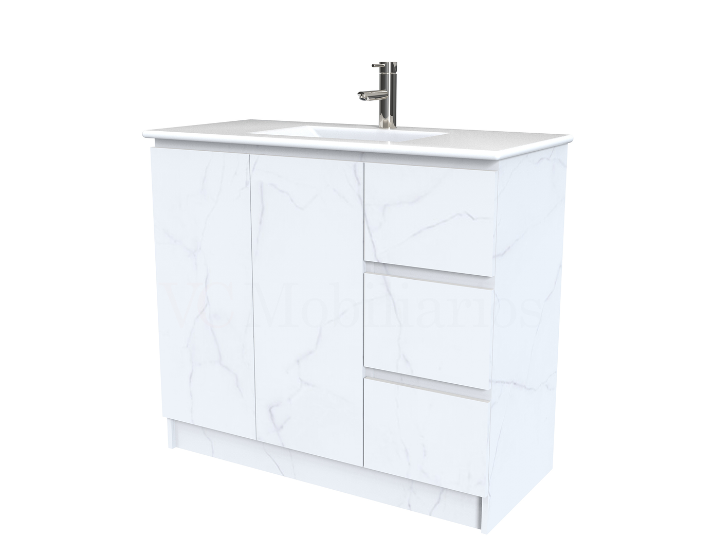 Mueble vanitorio al piso  de 100  cm con cubierta de loza M2-001  / Marmara 1