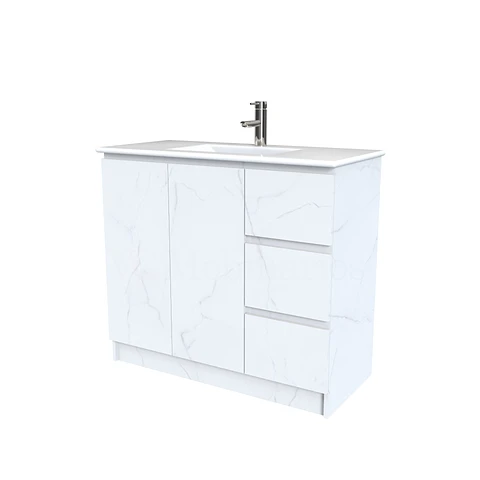 Mueble vanitorio al piso  de 100  cm con cubierta de loza M2-001  / Marmara