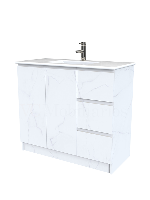 Mueble vanitorio al piso  de 100  cm con cubierta de loza M2-001  / Marmara 1