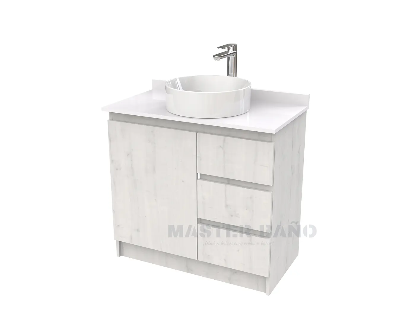 Mueble Vanitorio al piso para lavamanos sobreponer simple de 80 cm M2-830-SPA / Alaska 1