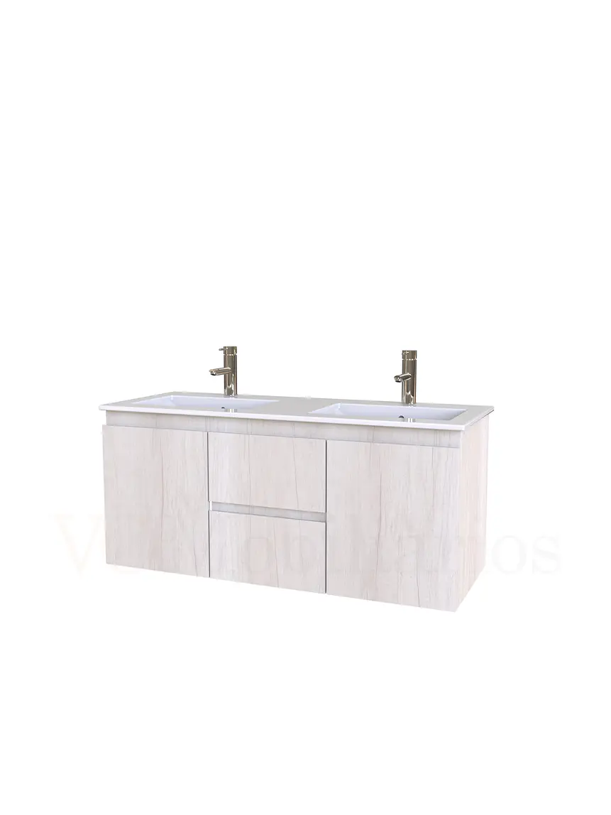 Mueble vanitorio Doble Aéreo  de 120 cm con cubierta de loza  /  M2-1221 -DA / Toscana 1