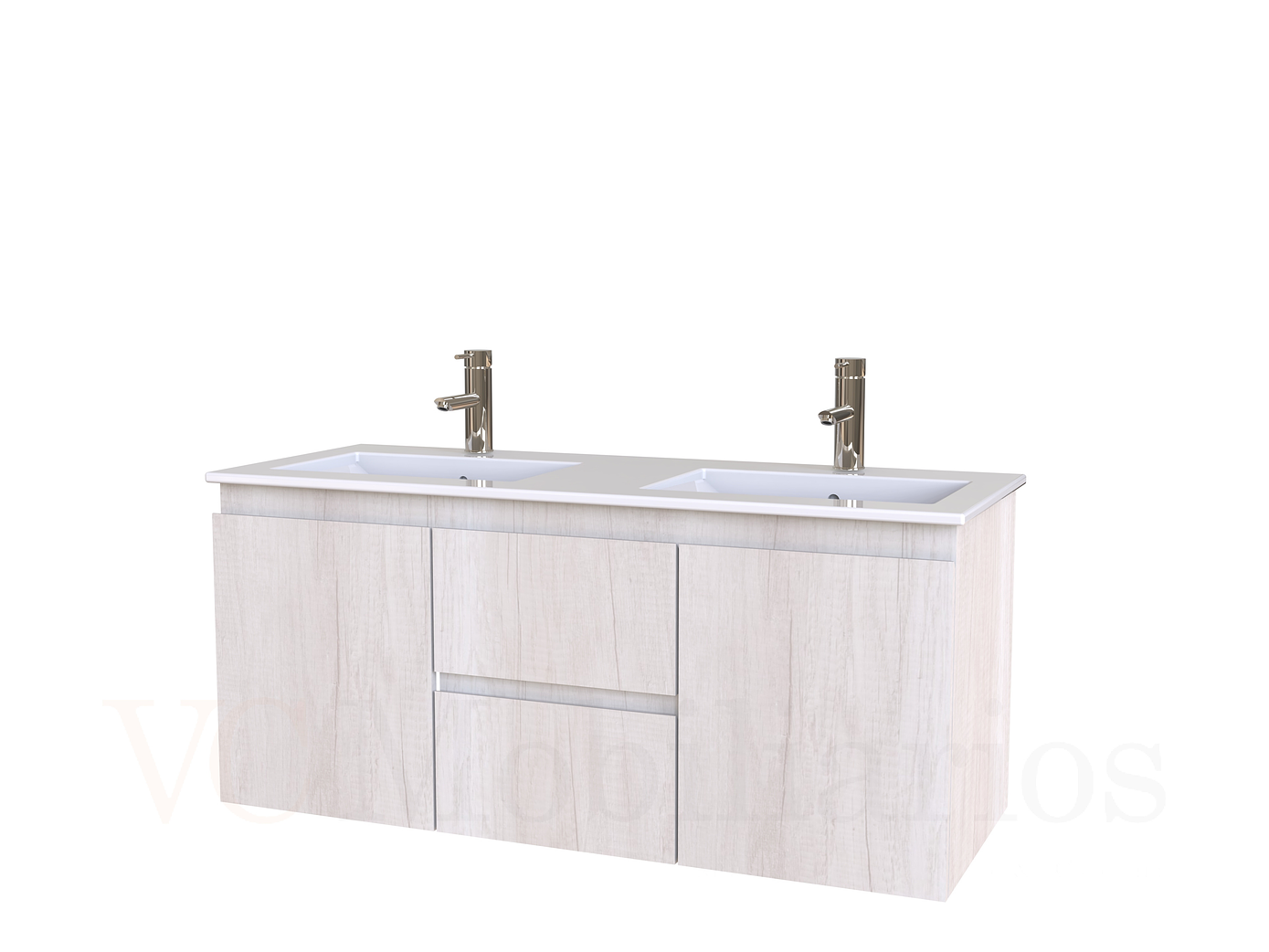 Mueble vanitorio Doble Aéreo  de 120 cm con cubierta de loza  /  M2-1221 -DA / Toscana 1