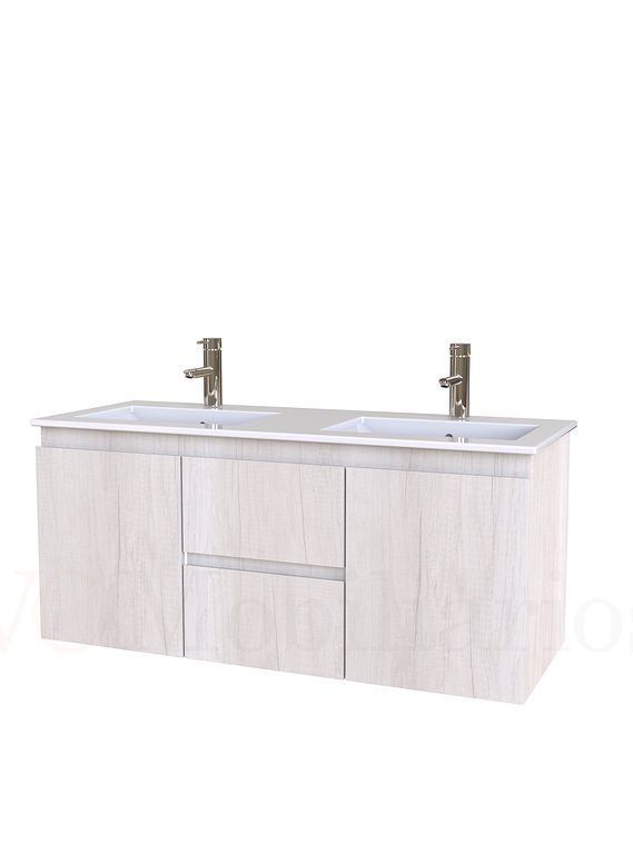 Mueble vanitorio Doble Aéreo  de 120 cm con cubierta de loza  /  M2-1221 -DA / Toscana 1