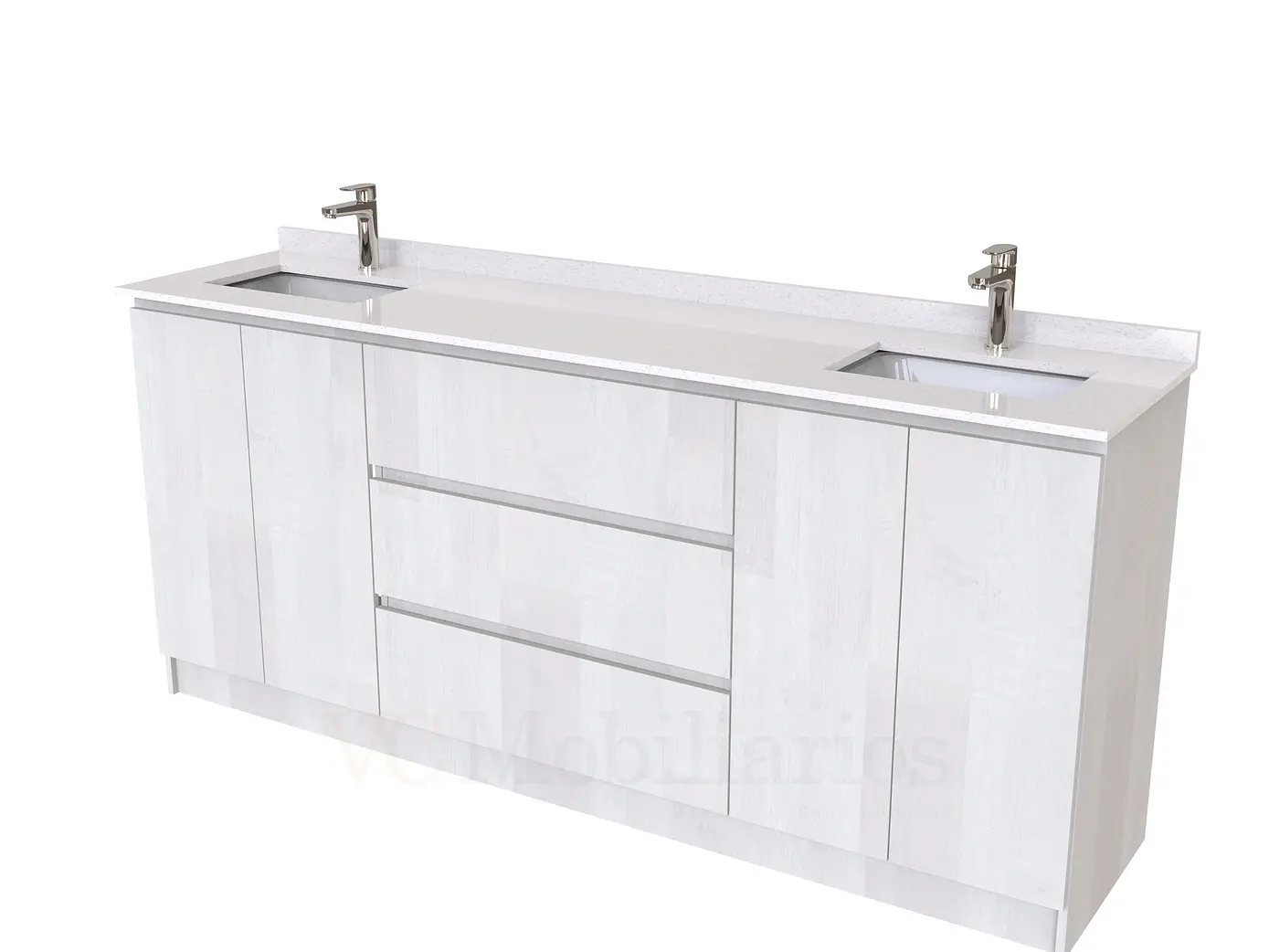 Mueble vanitorio Doble al piso con cubierta de cuarzo  de 200 cm /  M2-2034 -D / Legno 1