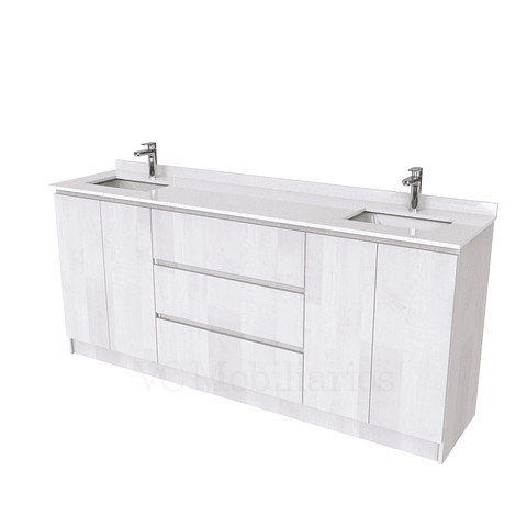 Mueble vanitorio Doble al piso con cubierta de cuarzo  de 200 cm /  M2-2034 -D / Legno