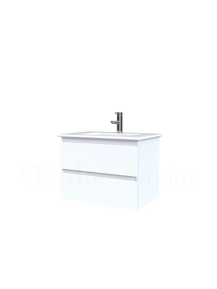 Mueble vanitorio aereo con cubierta de loza de 60 cm  /  M3-601-A / Blanco 1