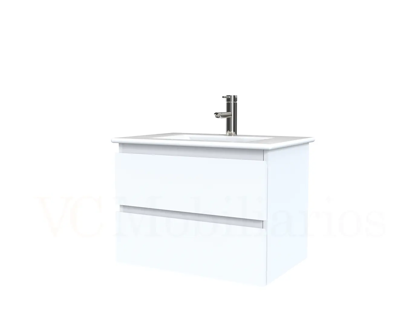 Mueble vanitorio aereo con cubierta de loza de 60 cm  /  M3-601-A / Blanco 1