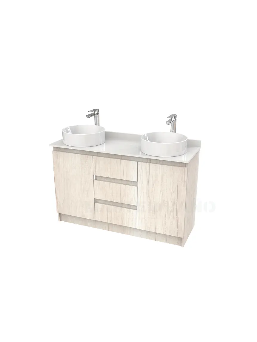 Mueble vanitorio al piso doble para lavamanos de sobreponer de 120cm /  M2-1238-DP / Toscana 1