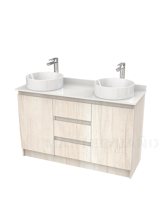Mueble vanitorio al piso doble para lavamanos de sobreponer de 120cm /  M2-1238-DP / Toscana 1