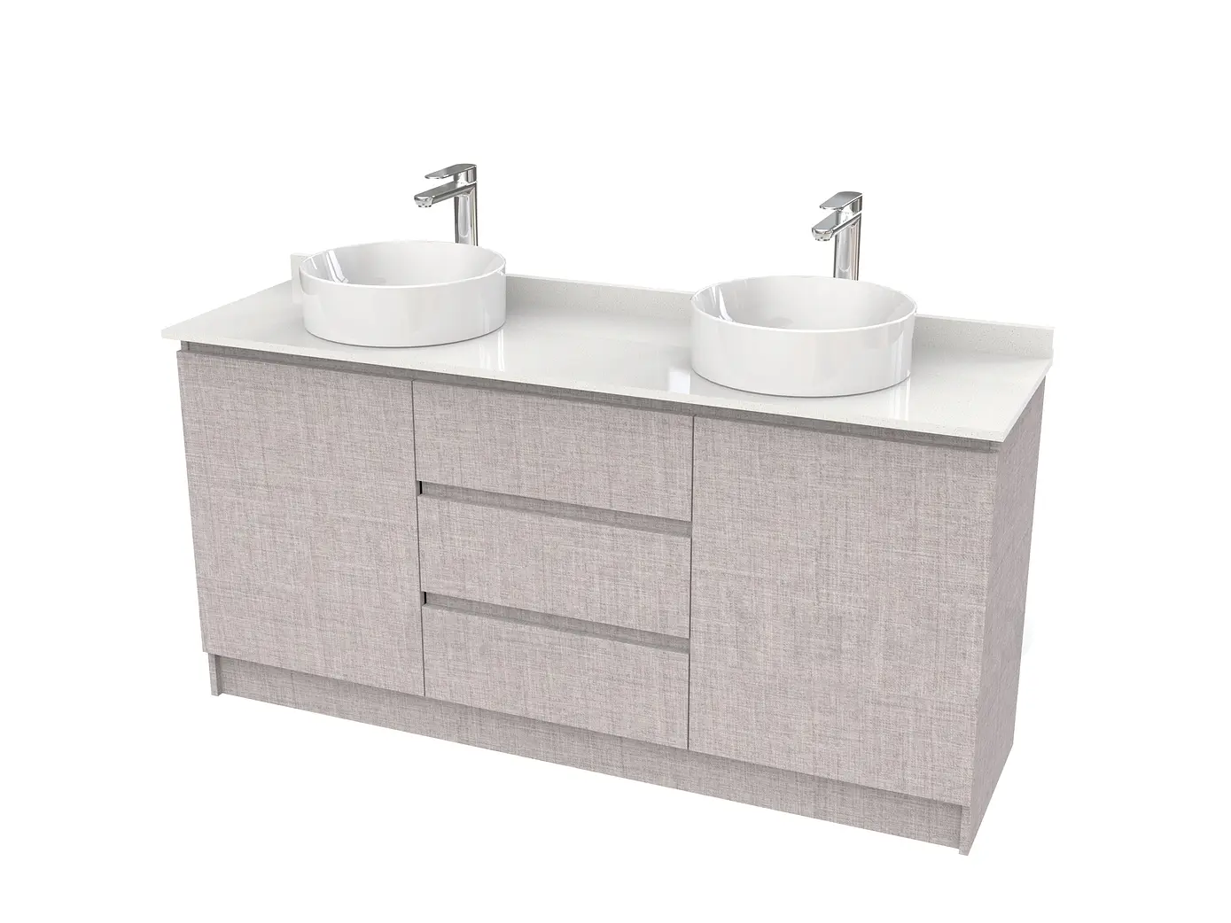 Mueble vanitorio al piso doble para lavamanos de sobreponer de 160cm /  M2-1638-DP / Notte 1