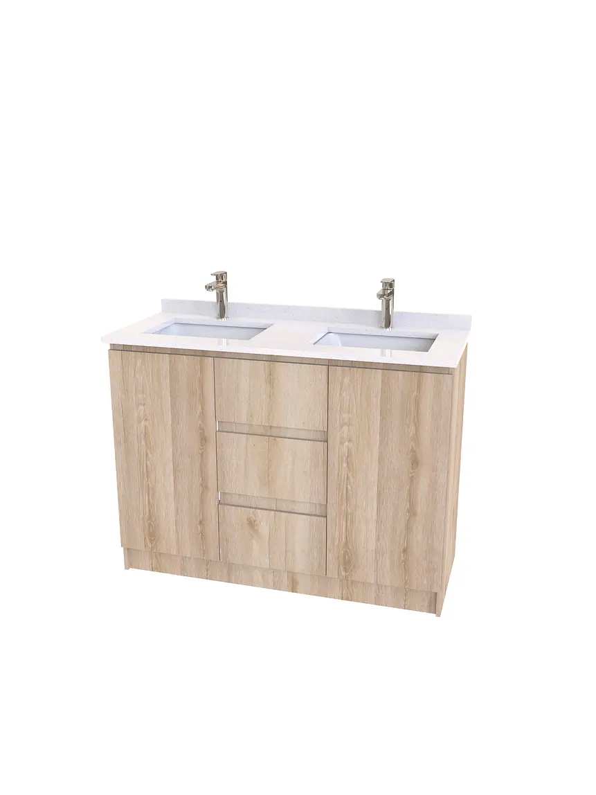 Mueble vanitorio Doble al piso con cubierta de cuarzo  de 120 cm /  M2-1234 -D / Cava 1