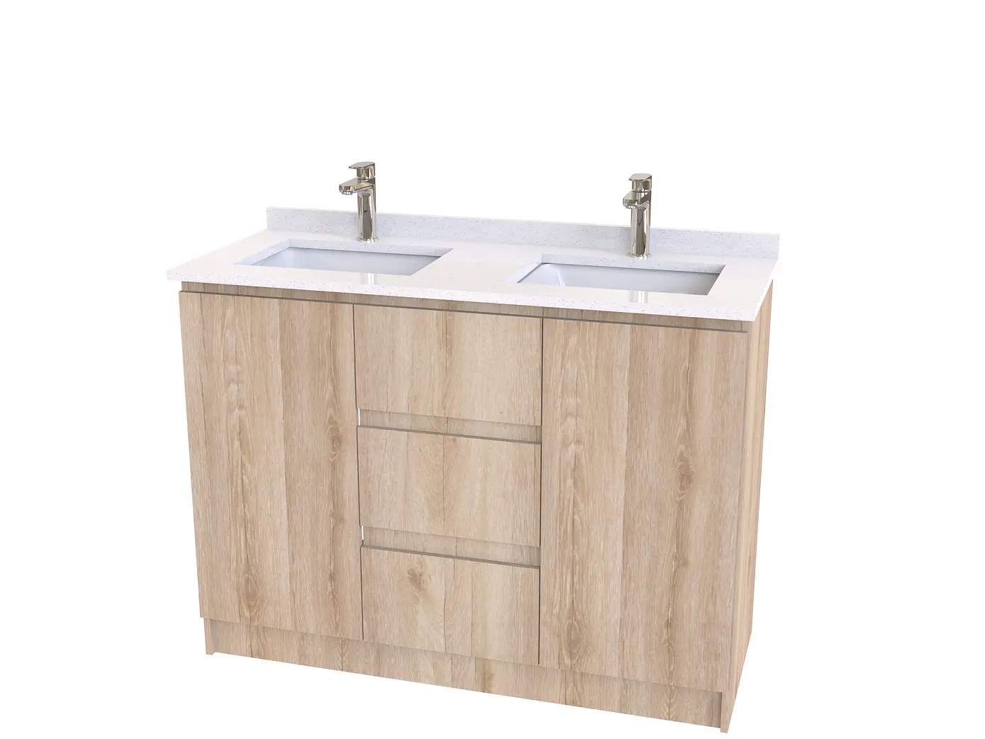 Mueble vanitorio Doble al piso con cubierta de cuarzo  de 120 cm /  M2-1234 -D / Cava 1
