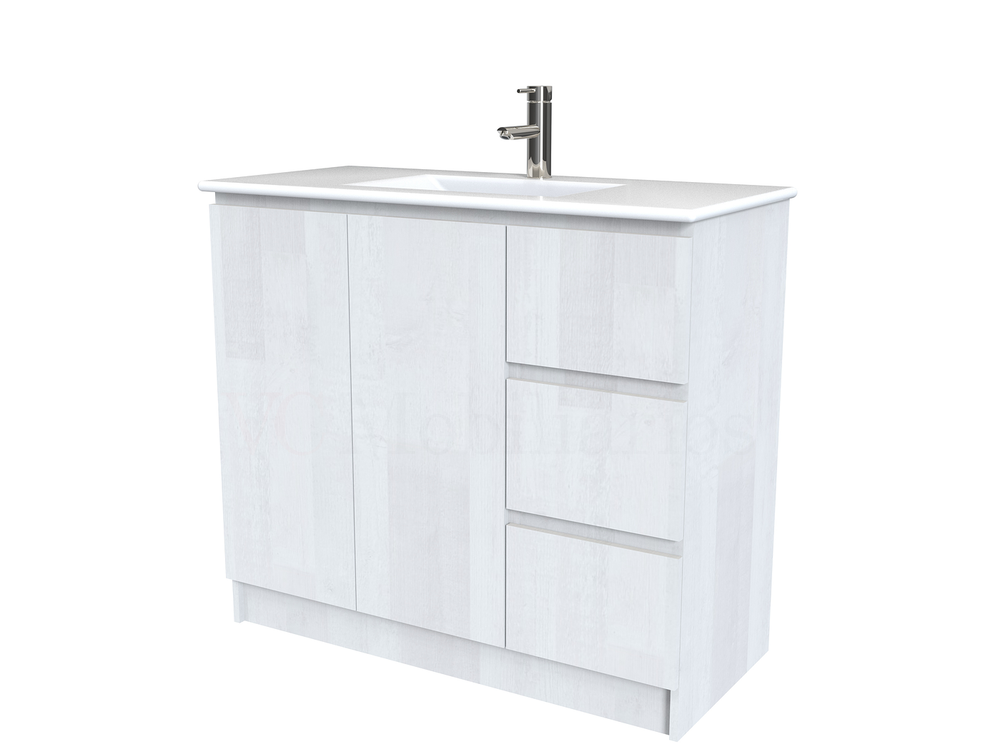 Mueble vanitorio al piso  de 100  cm con cubierta de loza M2-001  / Legno 1