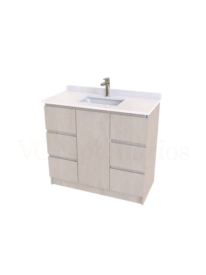Mueble vanitorio al piso de 90 cm con cubierta de cuarzo M6-938 / Provenzal 1