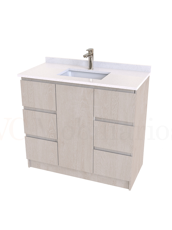 Mueble vanitorio al piso de 90 cm con cubierta de cuarzo M6-938 / Provenzal 1