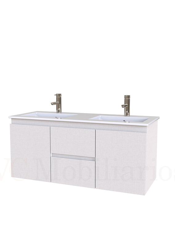 Mueble vanitorio Doble Aéreo  de 120 cm con cubierta de loza  /  M2-1221 -DA / Giorno 1