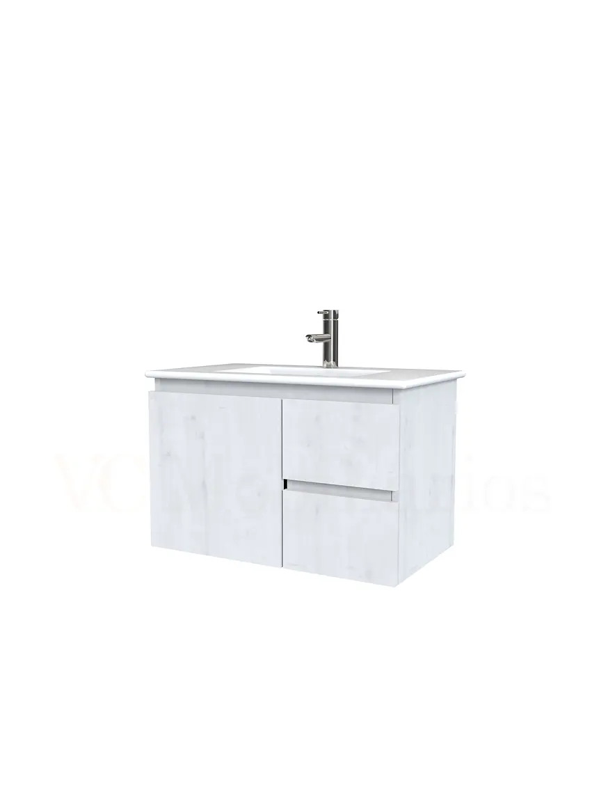 Mueble vanitorio aereo con cubierta de loza de 70 cm  /  M2-701-A / Alaska 1