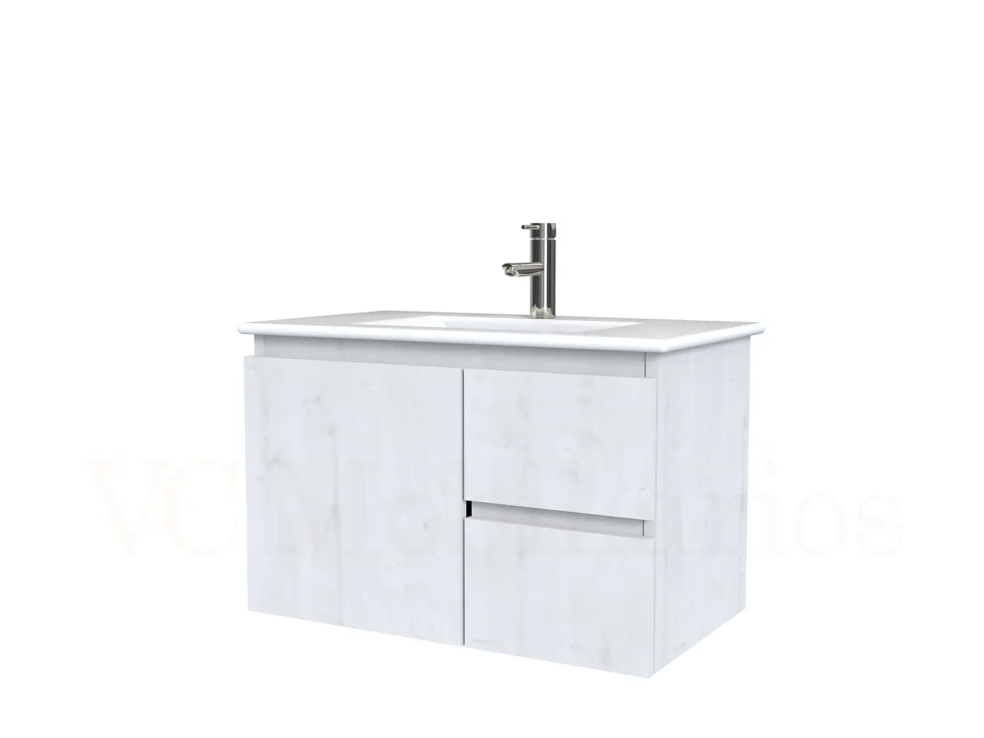 Mueble vanitorio aereo con cubierta de loza de 70 cm  /  M2-701-A / Alaska 1