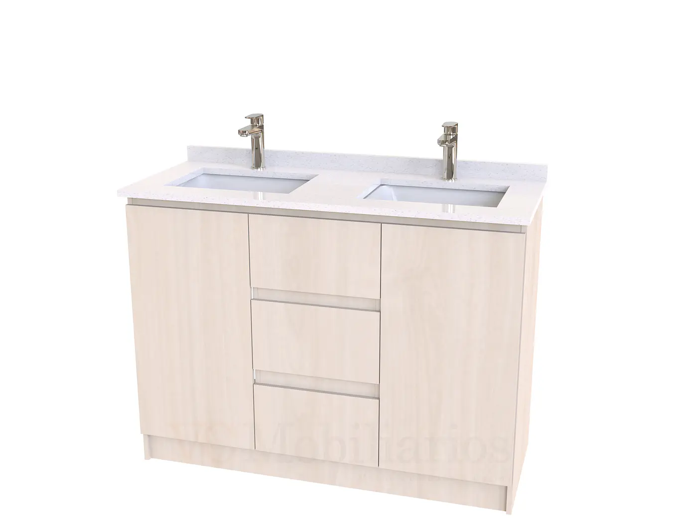 Mueble vanitorio Doble al piso con cubierta de cuarzo  de 120 cm /  M2-1234 -D / Nougat 1