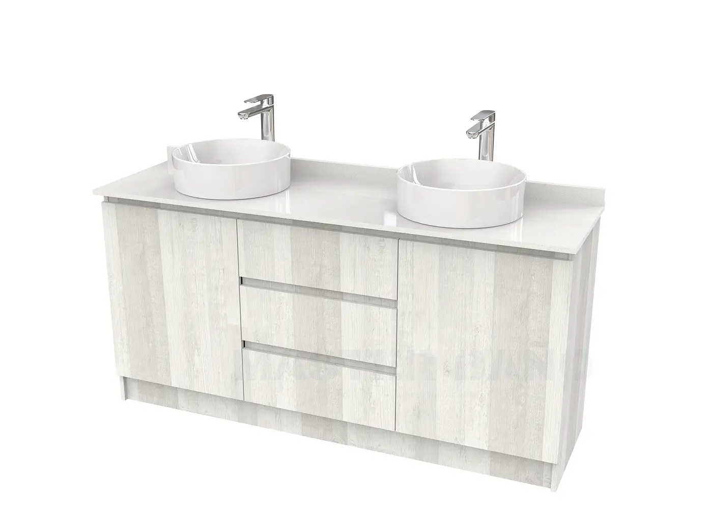 Mueble vanitorio al piso doble para lavamanos de sobreponer de 160cm /  M2-1638-DP / Jerez 1