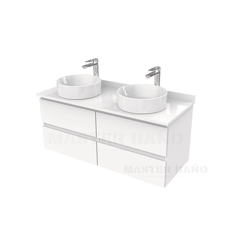Mueble Vanitorio  para lavamanos sobreponer simple de 130 cm M4-1330-SPA / Blanco