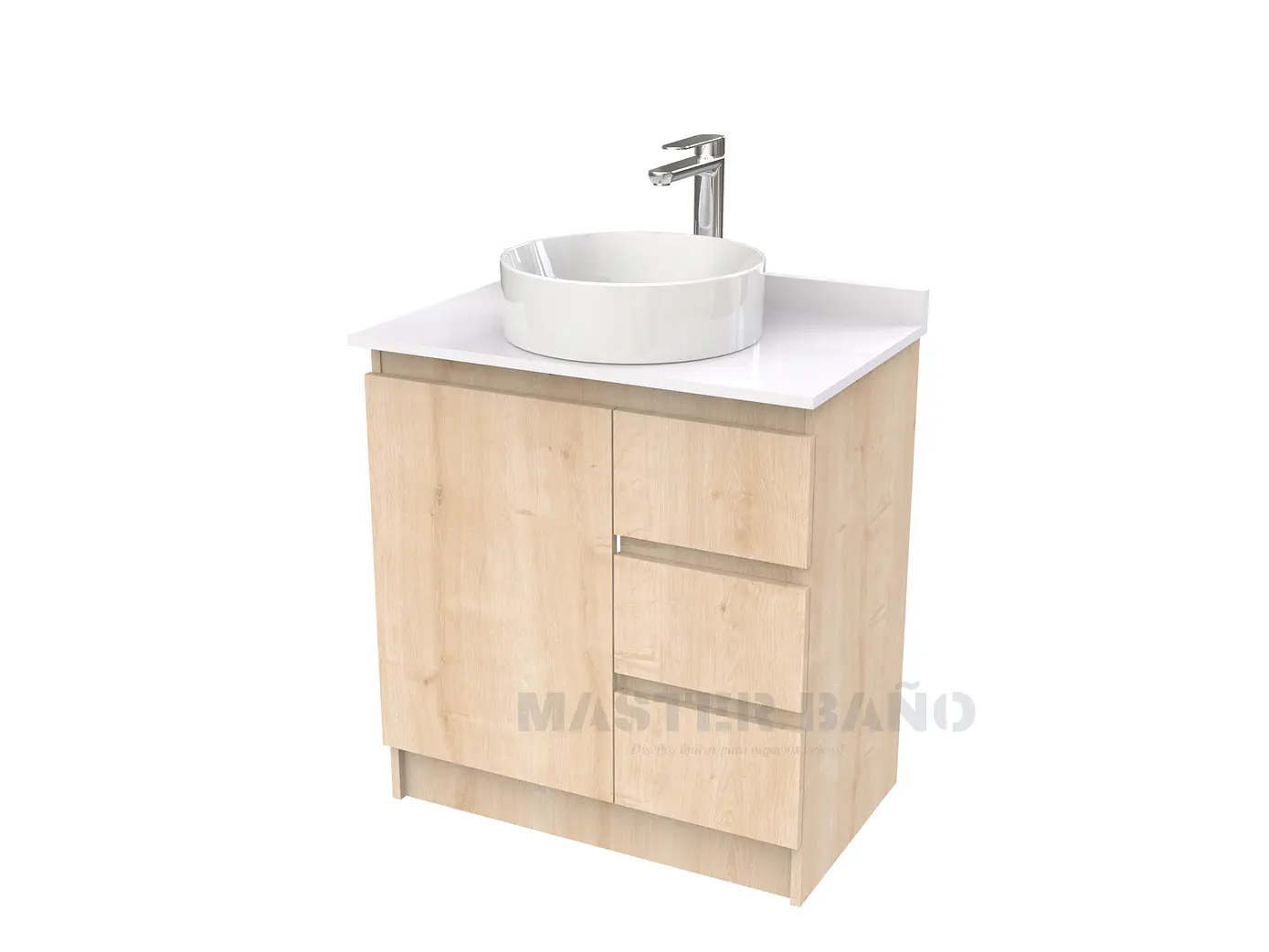Mueble Vanitorio al piso para lavamanos sobreponer simple de 60 cm M2-630-SPA / Rustico 1