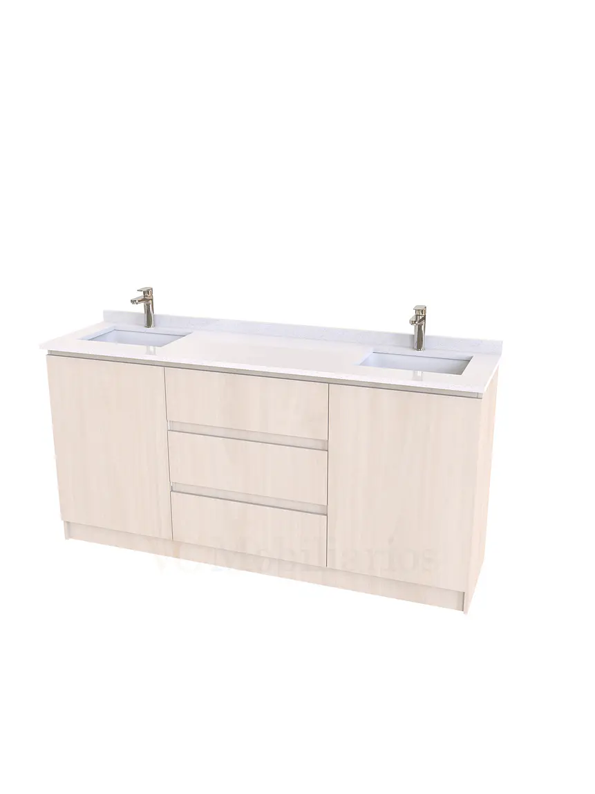 Mueble vanitorio Doble al piso con cubierta de cuarzo  de 170 cm /  M2-1734 -D / Nougat 1