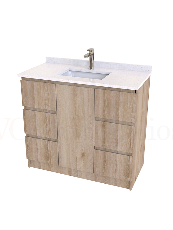 Mueble vanitorio al piso de 90 cm con cubierta de cuarzo M6-938 / Cava 1