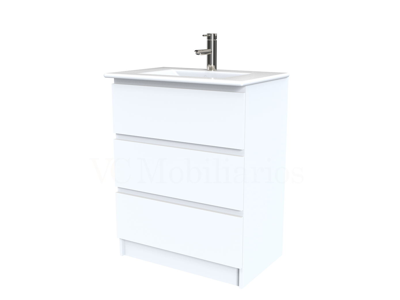 Mueble vanitorio al piso  de 60  cm con cubierta de loza M3-601  / blanco 1
