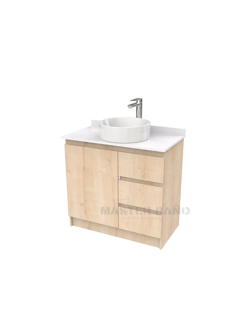 Mueble Vanitorio al piso para lavamanos sobreponer simple de 80 cm M2-830-SPA / Rustico 1