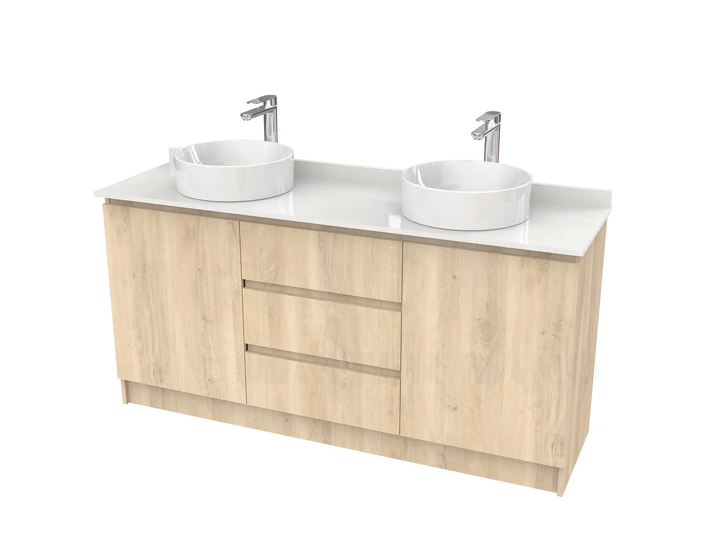 Mueble vanitorio al piso doble para lavamanos de sobreponer de 160cm /  M2-1638-DP / Jerez 1