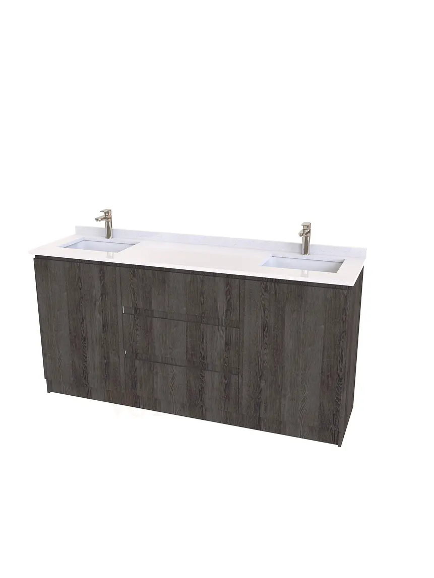 Mueble vanitorio Doble al piso con cubierta de cuarzo  de 170 cm /  M2-1734 -D / Espresso 1