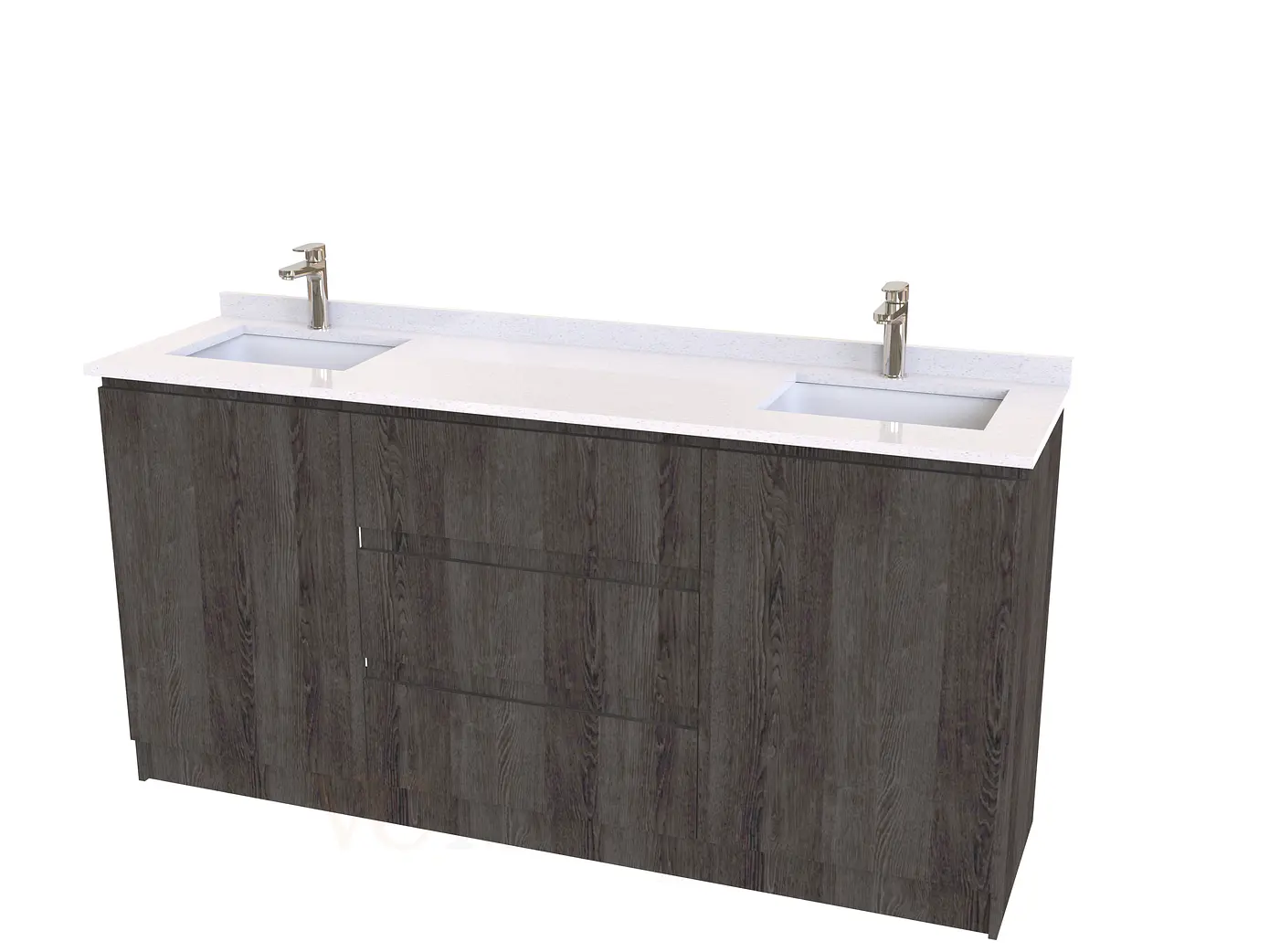 Mueble vanitorio Doble al piso con cubierta de cuarzo  de 170 cm /  M2-1734 -D / Espresso 1