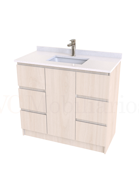Mueble vanitorio al piso de 90 cm con cubierta de cuarzo M6-938 / Nougat 1
